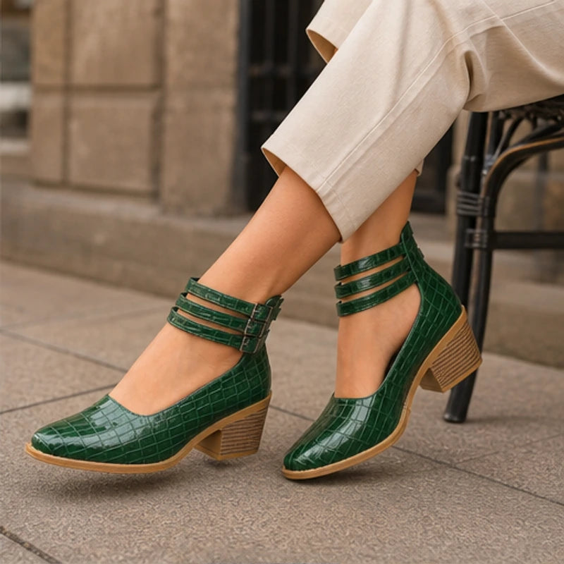 Orthinia Croc Heels - Emerald Green - Heels - Brondals - Image 1
