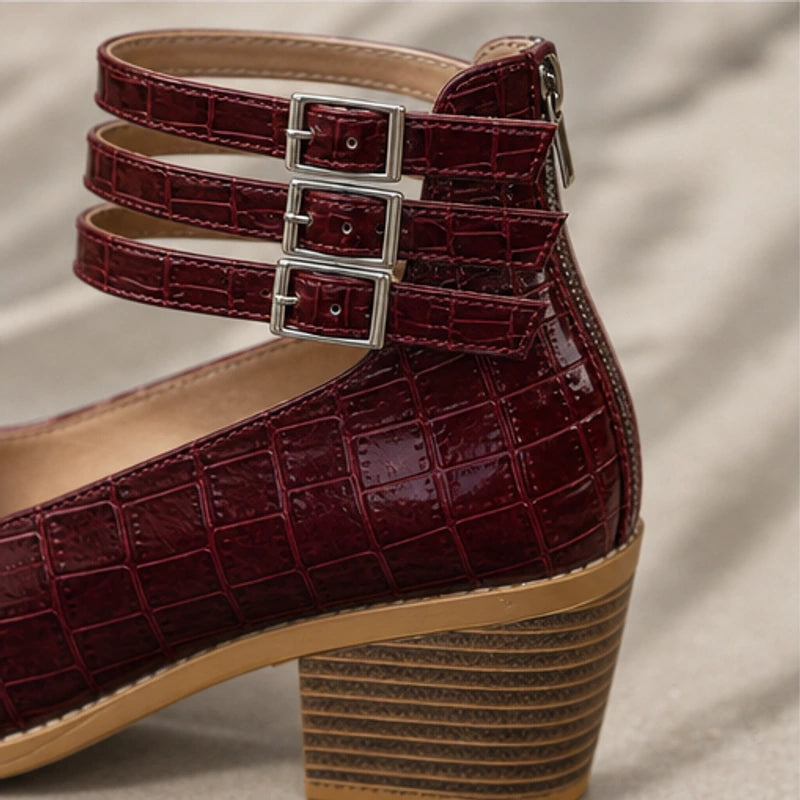 Orthinia Croc Heels - Burgundy - croc heels - Brondals - Image 3