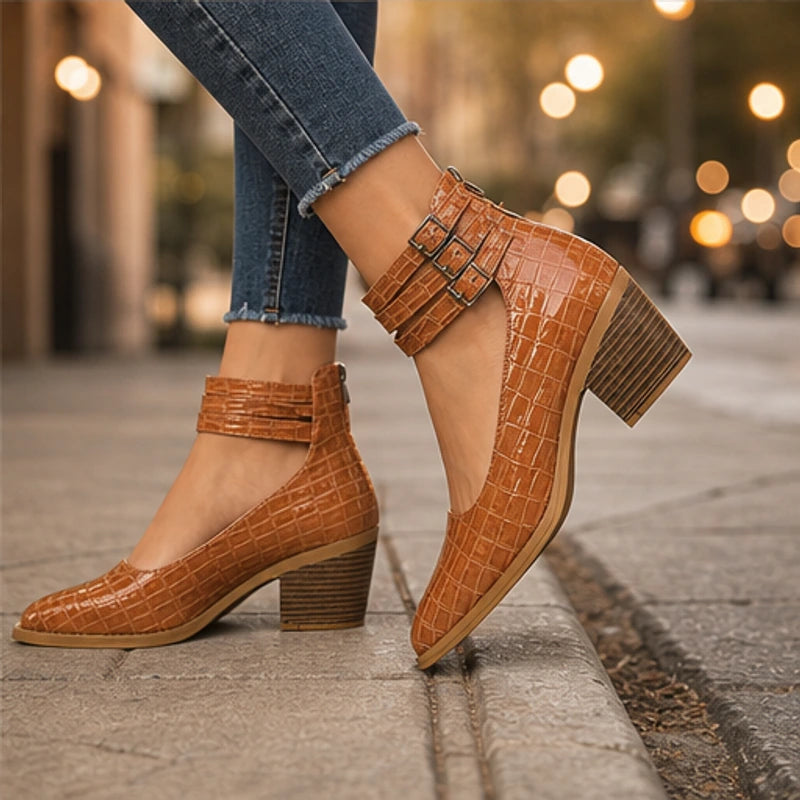 Orthinia Croc Heels - Rich Brown - women's heels - Brondals - Image 2