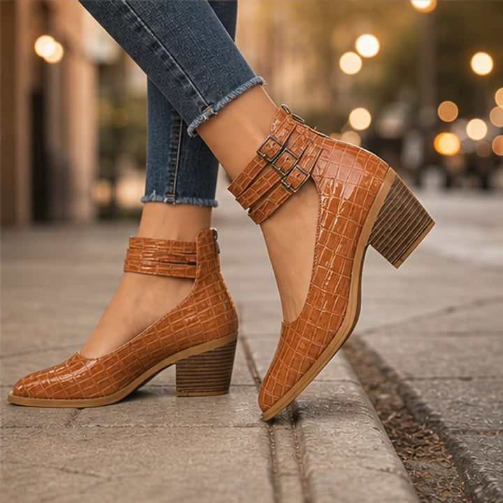 Orthinia Croc Heels - Rich Brown - women's heels - Brondals - Image 2