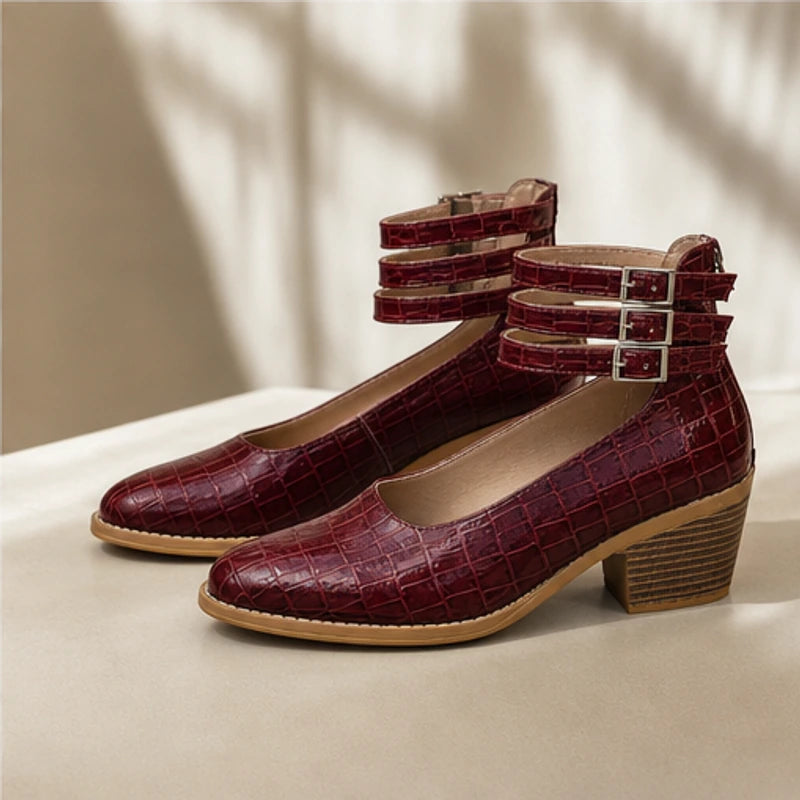 Orthinia Croc Heels - Burgundy - ankle cuff heels - Brondals - Image 4