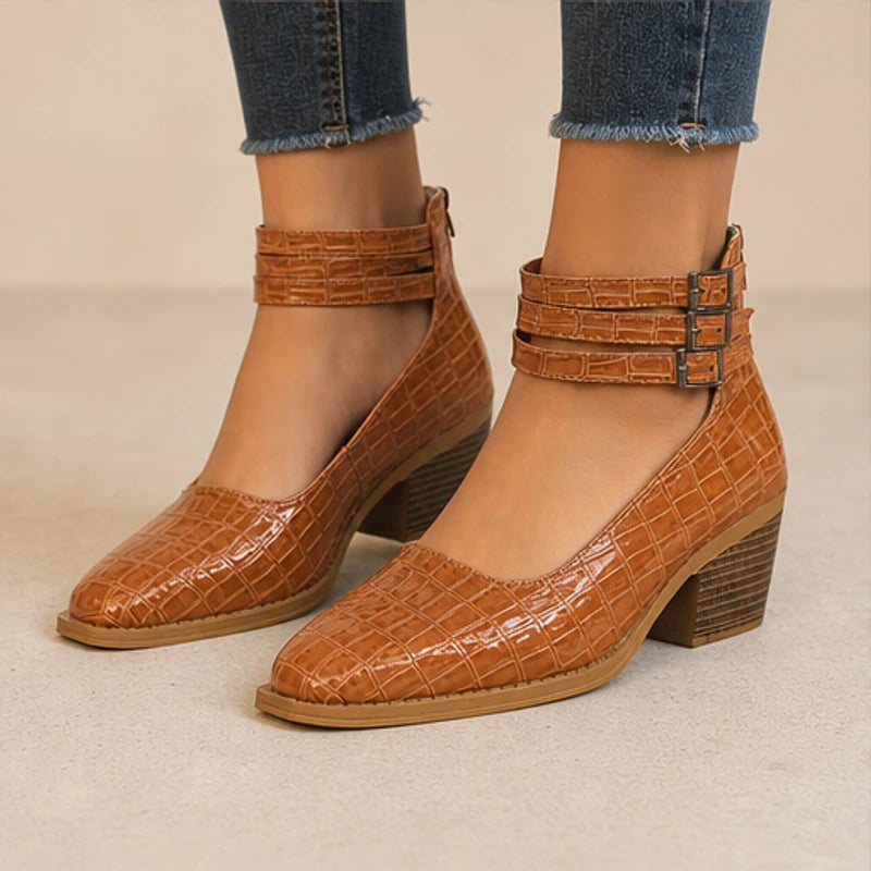 Orthinia Croc Heels - Rich Brown - croc heels - Brondals - Image 3