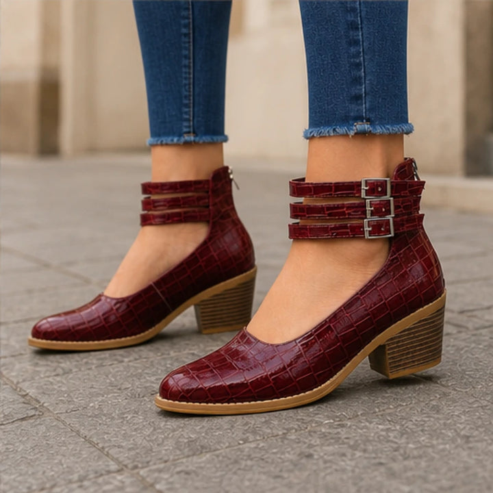 Orthinia Croc Heels - Burgundy - Heels - Brondals - Image 1