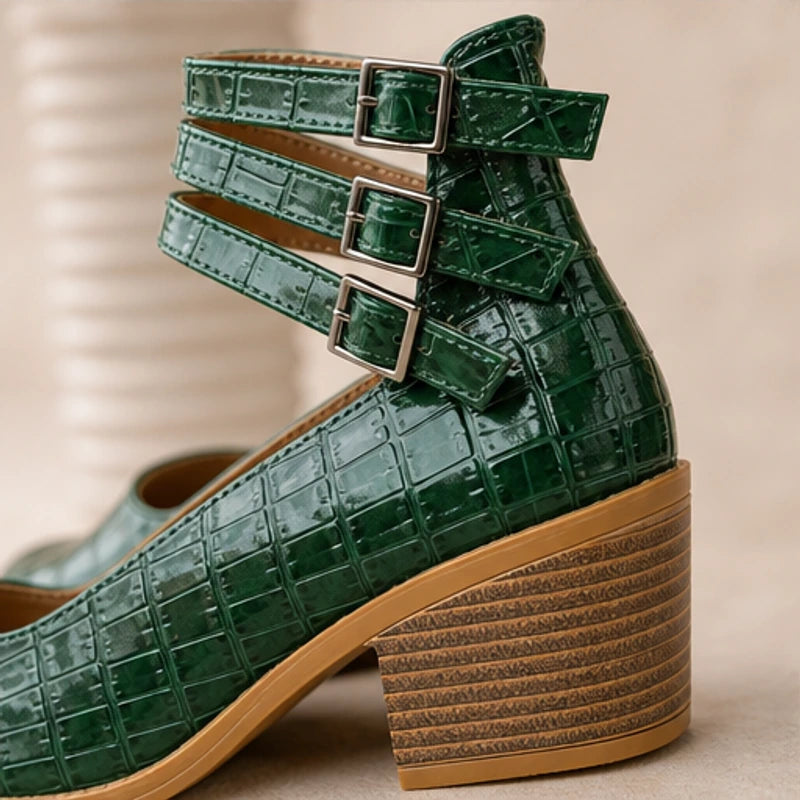 Orthinia Croc Heels - Emerald Green - croc heels - Brondals - Image 3