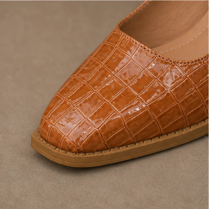 Orthinia Croc Heels - Rich Brown - stacked heel - Brondals - Image 5