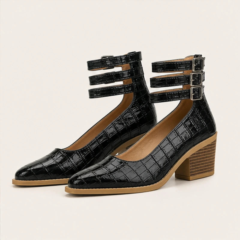 Orthinia Croc Heels - Deep Black - croc heels - Brondals - Image 3
