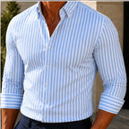 Osborne Stripe Button Shirt - Light Blue - striped shirt - Brondals - Image 3