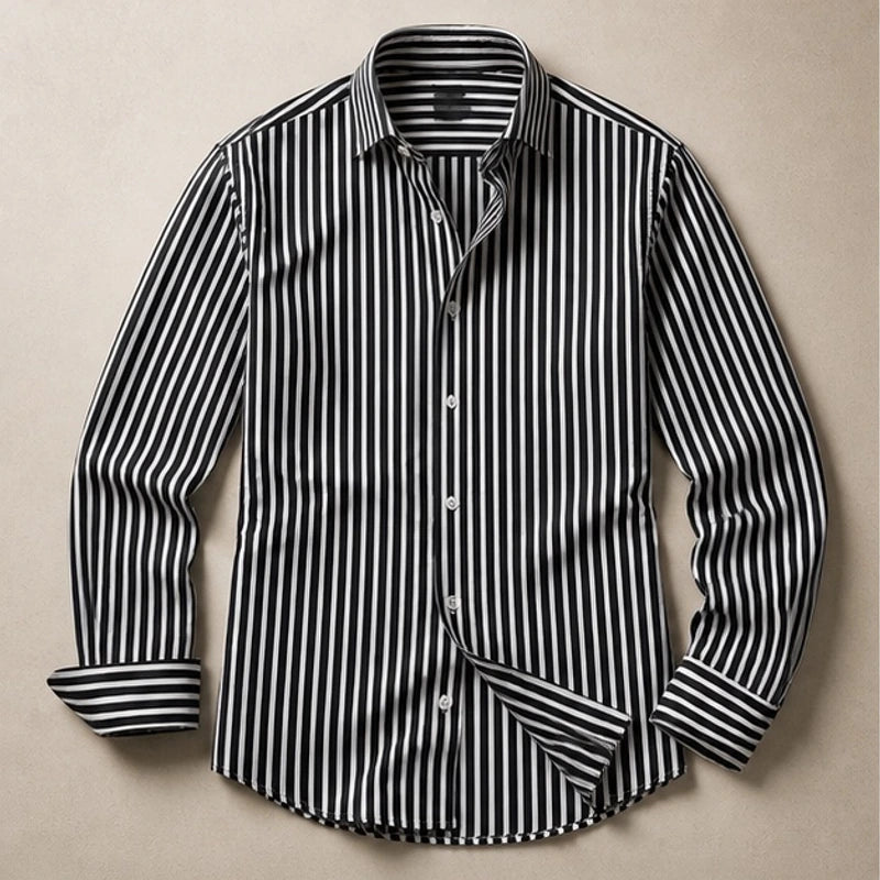 Osborne Stripe Button Shirt - Black - Shirts - Brondals - Image 1