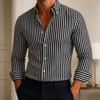Osborne Stripe Button Shirt - Black - men's shirt - Brondals - Image 2