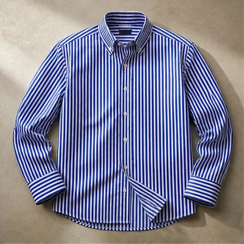 Osborne Stripe Button Shirt - Blue - Shirts - Brondals - Image 1