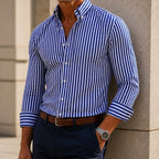 Osborne Stripe Button Shirt - Blue - men's shirt - Brondals - Image 2