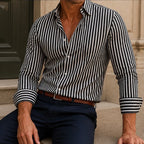 Osborne Stripe Button Shirt - Black - striped shirt - Brondals - Image 3