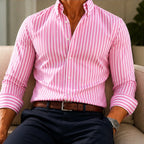 Osborne Stripe Button Shirt - Pink - men's shirt - Brondals - Image 2