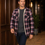 Oscar Sherpa-Lined Check Jacket - Red - Catalog Group: Clothing - Brondals - Image 2