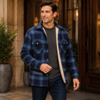 Oscar Sherpa-Lined Check Jacket - Navy Blue - Catalog Group: Clothing - Brondals - Image 2