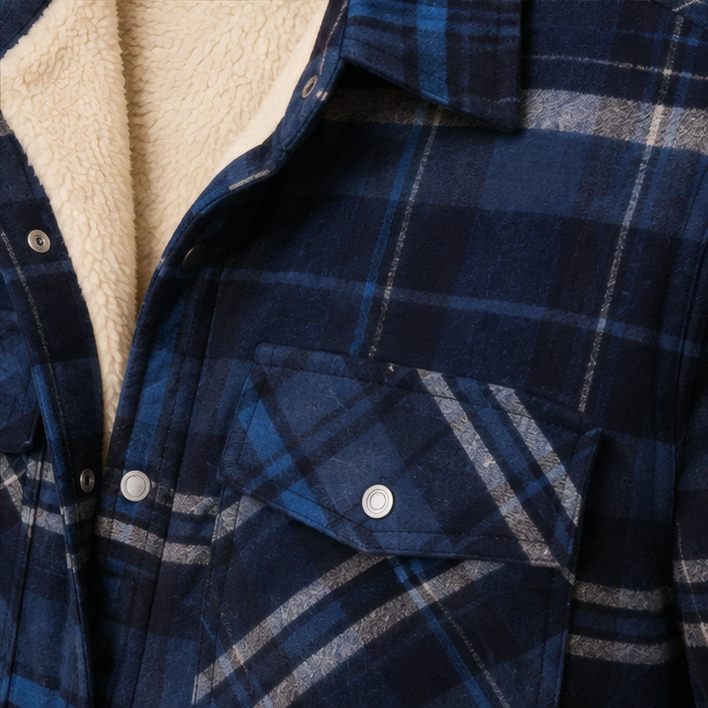 Oscar Sherpa-Lined Check Jacket - Blue Gray - Product Type: Jackets - Brondals - Image 4