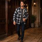Oscar Sherpa-Lined Check Jacket - Black - Catalog Group: Clothing - Brondals - Image 2