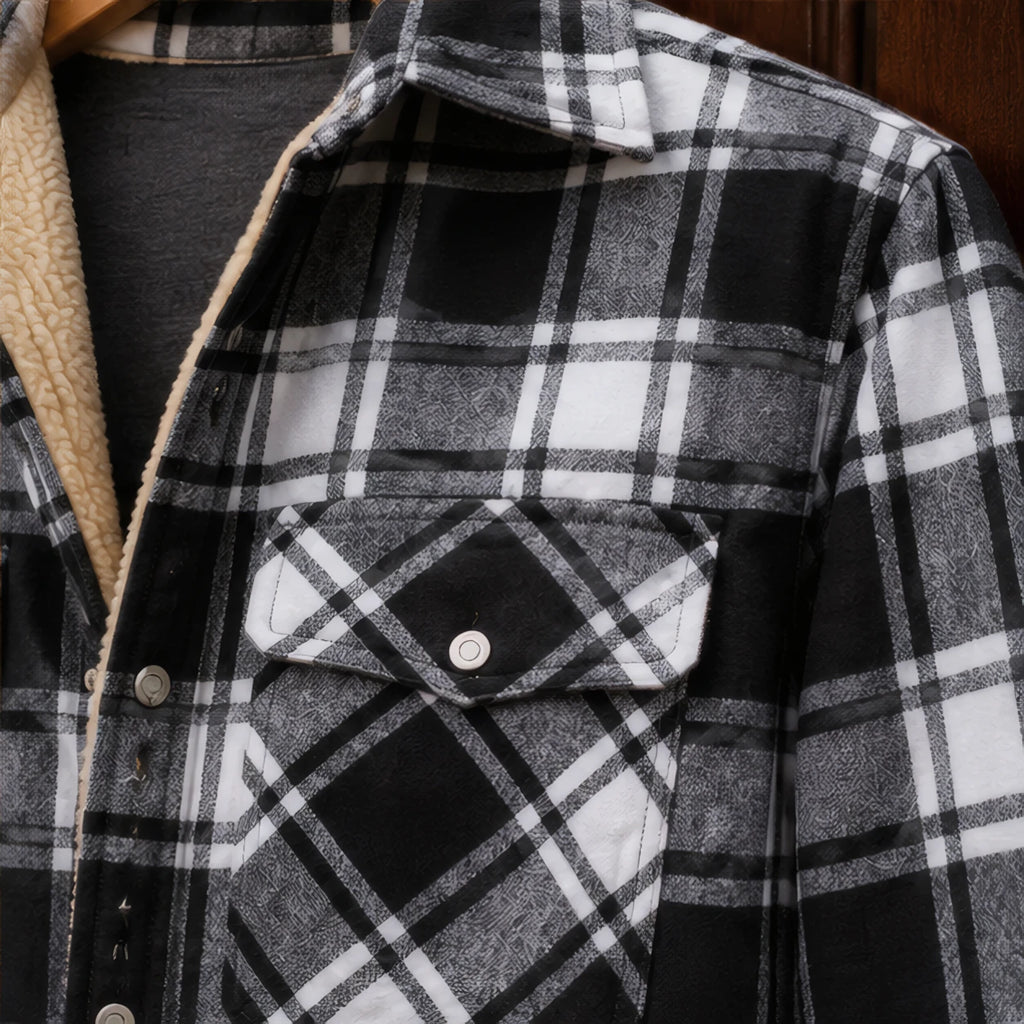 Oscar Sherpa-Lined Check Jacket - Black - Product Type: Jackets - Brondals - Image 4