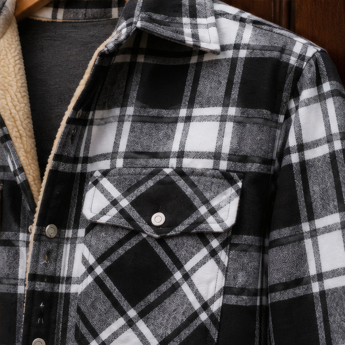 Oscar Sherpa-Lined Check Jacket - Black - Product Type: Jackets - Brondals - Image 4