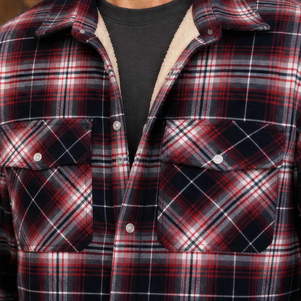 Oscar Sherpa-Lined Check Jacket - Red - Product Type: Jackets - Brondals - Image 4