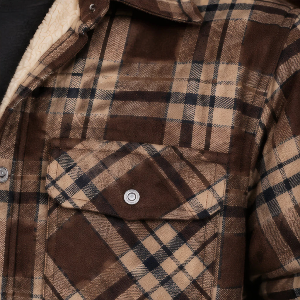 Oscar Sherpa-Lined Check Jacket - Khaki - Product Type: Jackets - Brondals - Image 4