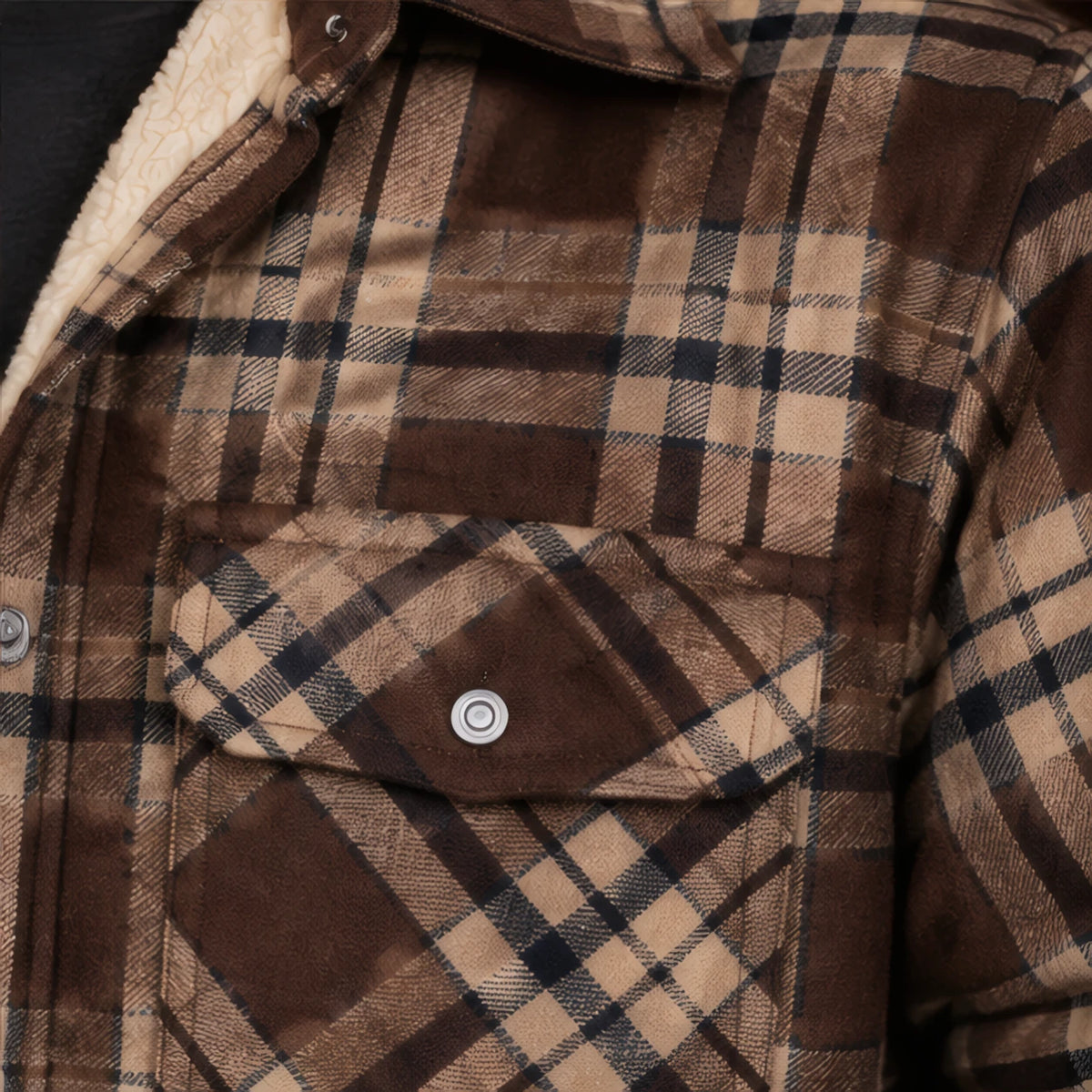 Oscar Sherpa-Lined Check Jacket - Khaki - Product Type: Jackets - Brondals - Image 4