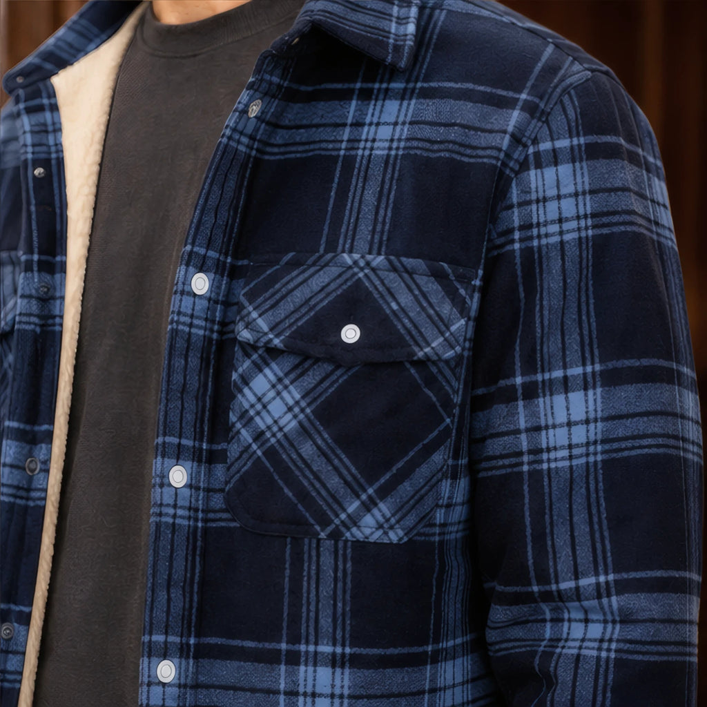 Oscar Sherpa-Lined Check Jacket - Navy Blue - Product Type: Jackets - Brondals - Image 4