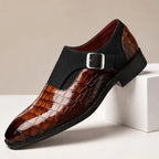 Paxton Croc-Embossed Leather Monk Strap Loafers - Brown - Men's Footwear > Monk Strap Loafers - Brondals - Image 1