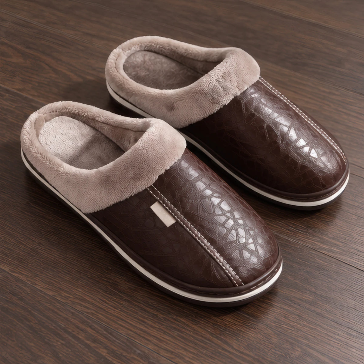 Peregrine Home Men's Leather Cushioned Slippers - Coffee - Shoes - Brondals - Image 3