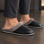 Peregrine Home Men's Leather Cushioned Slippers - Black - Men's Footwear > Slippers > Closed-Toe House Slippers - Brondals - Image 1