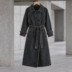 Pernille Women's Double-Breasted Denim Trench Coat - Black - ai-processed - Brondals - Image 3