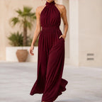 Perrine Pocketed Halter Wide-Leg Jumpsuit - Red - Women's - Brondals - Image 2