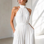 Perrine Pocketed Halter Wide-Leg Jumpsuit - White - Women's - Brondals - Image 2