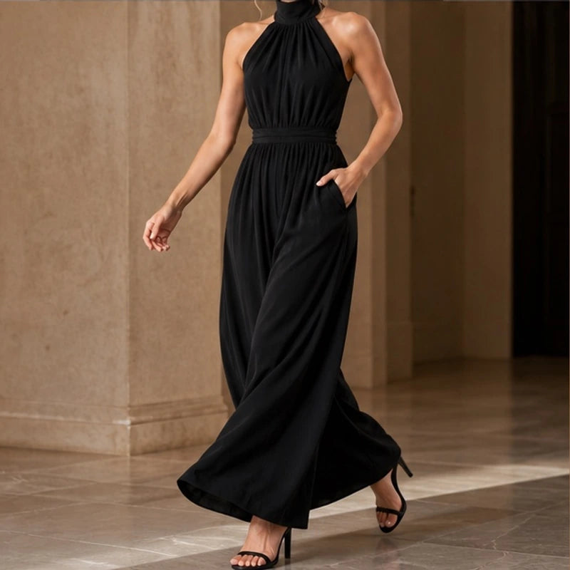 Perrine Pocketed Halter Wide-Leg Jumpsuit - Black - Women's - Brondals - Image 2