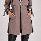 Pia Plaid-Lined Hooded Long Jacket - Brown - female - Brondals - Image 4