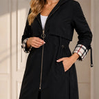 Pia Plaid-Lined Hooded Long Jacket - Black - female - Brondals - Image 4