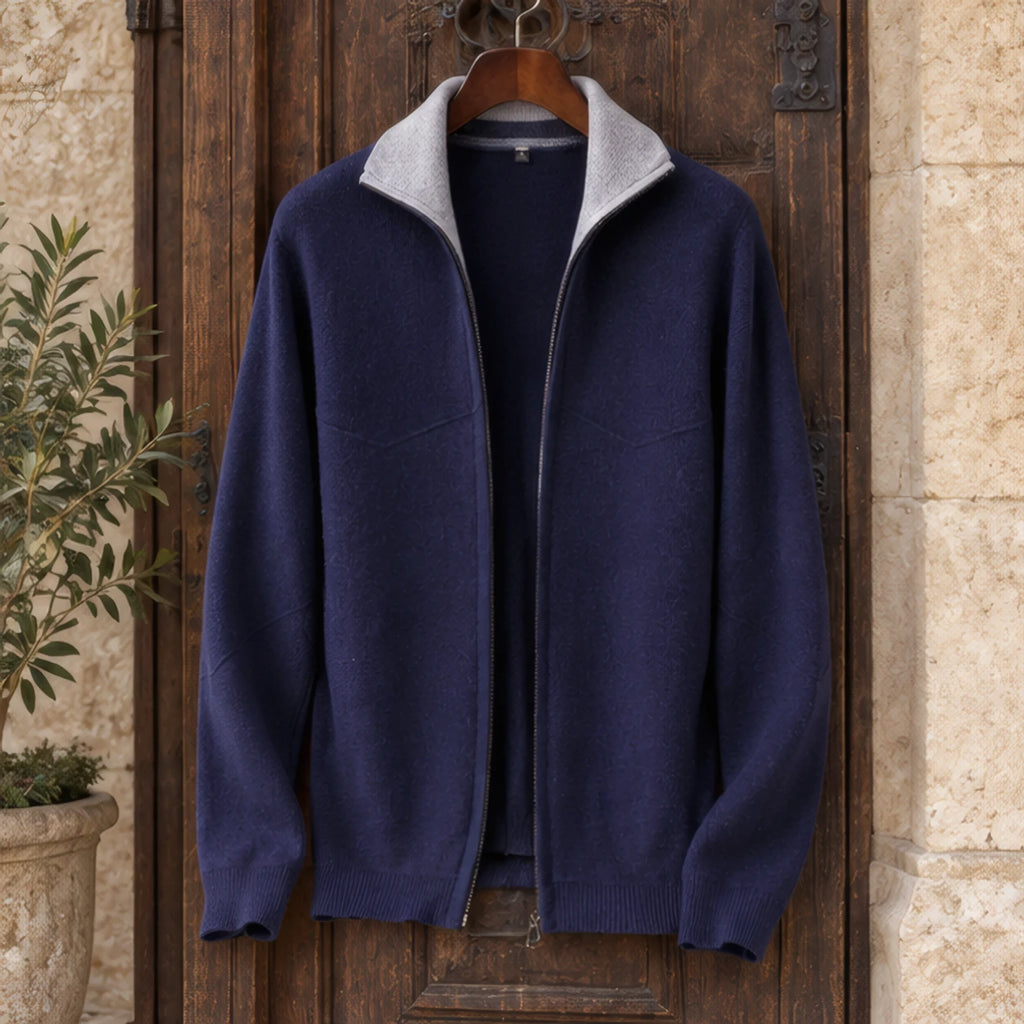 Pierce Cashmere Zip Cardigan - Navy Blue - knitwear - Brondals - Image 3