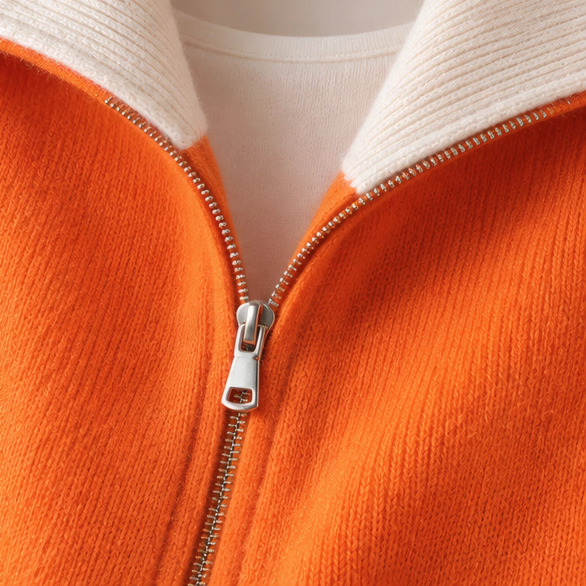 Pierce Cashmere Zip Cardigan - Orange - cardigan - Brondals - Image 4