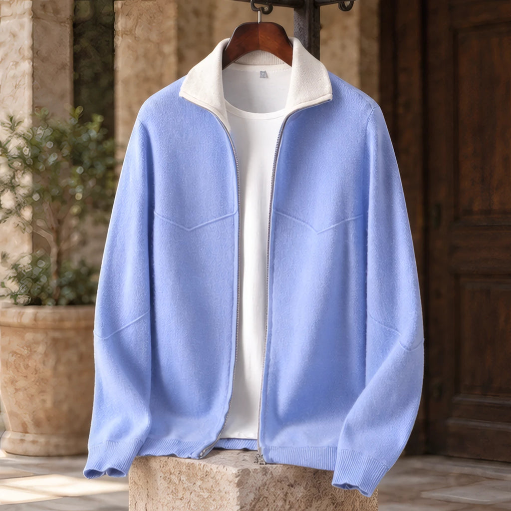Pierce Cashmere Zip Cardigan - Sky Blue - knitwear - Brondals - Image 3