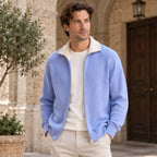 Pierce Cashmere Zip Cardigan - Sky Blue - Clothing > Knitwear > Zip Cardigans - Brondals - Image 1