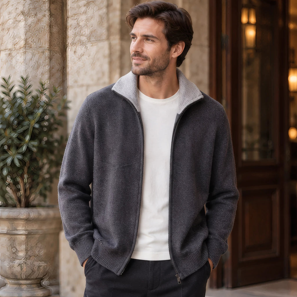 Pierce Cashmere Zip Cardigan - Dark Gray - Clothing > Knitwear > Zip Cardigans - Brondals - Image 1