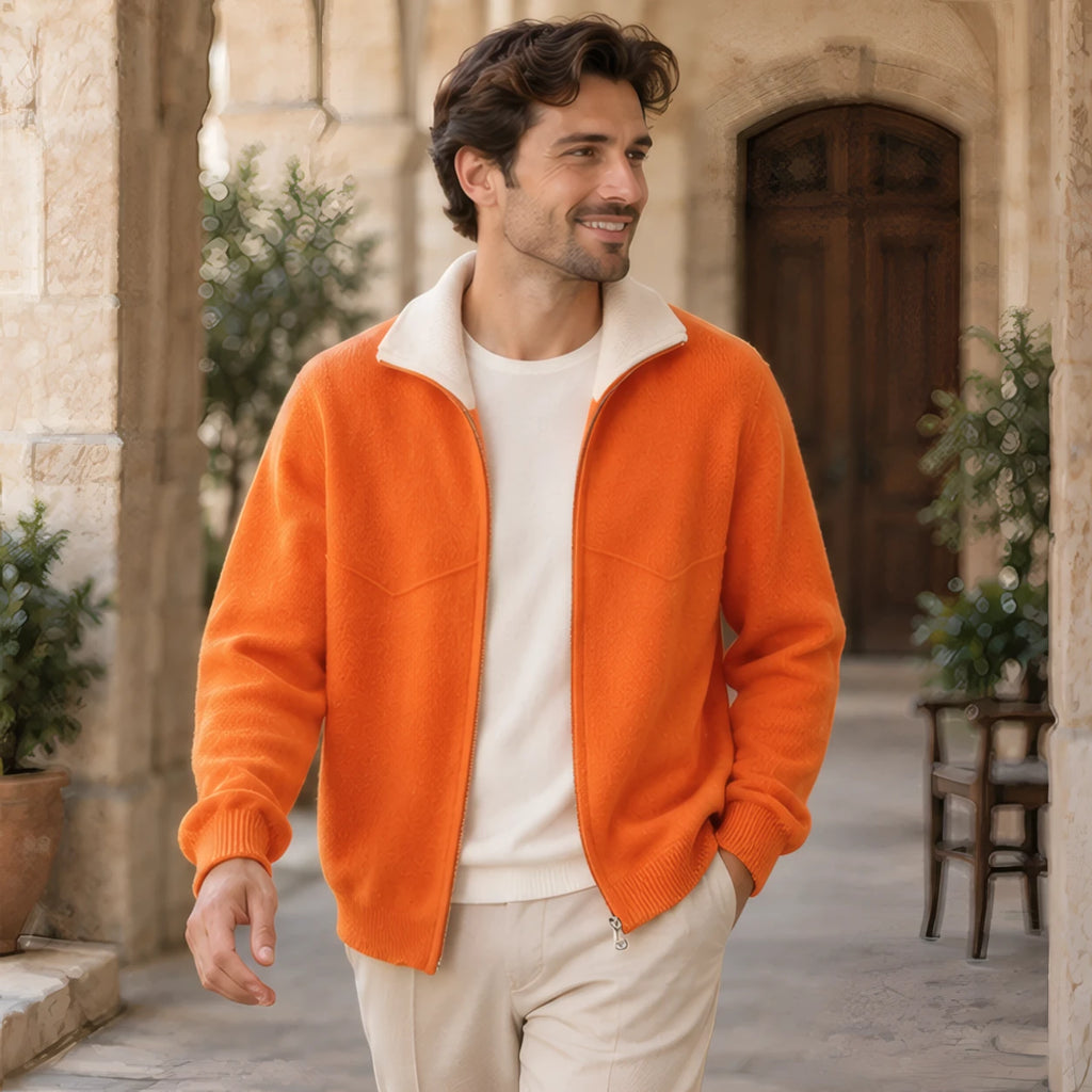 Pierce Cashmere Zip Cardigan - Orange - Clothing > Knitwear > Zip Cardigans - Brondals - Image 2