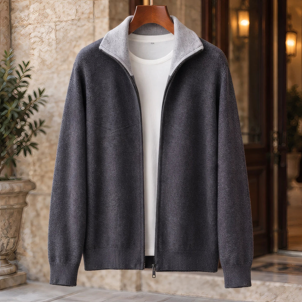 Pierce Cashmere Zip Cardigan - Dark Gray - knitwear - Brondals - Image 3