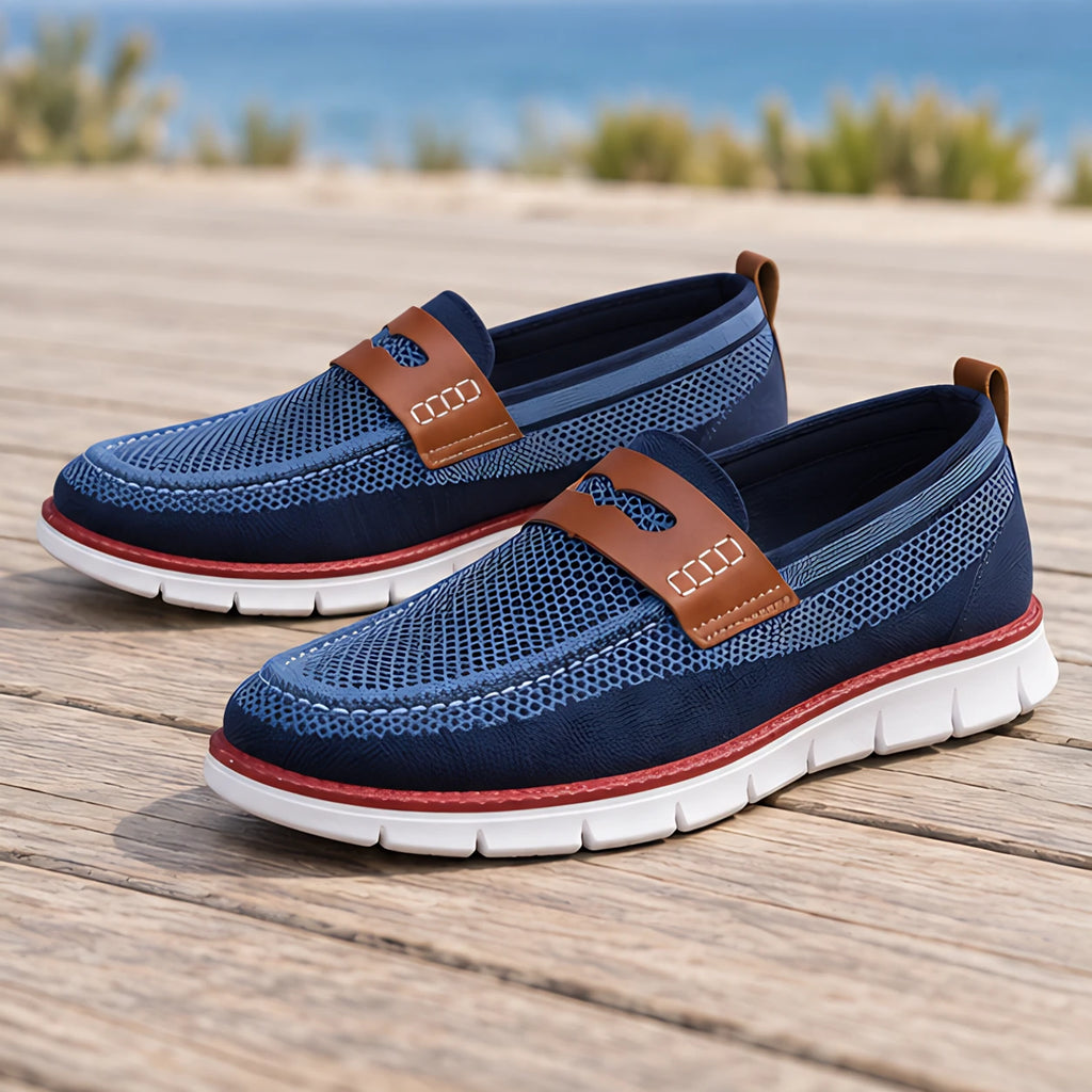 Prentice Men's Mesh Penny Loafers - Blue - mapfoot - Brondals - Image 3