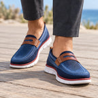 Prentice Men's Mesh Penny Loafers - Blue - Footwear > Loafers > Penny Loafers - Brondals - Image 1