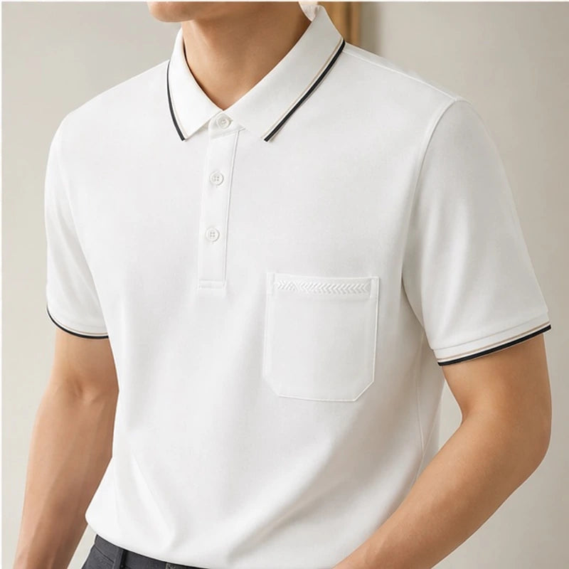 Preston Short Sleeve Polo Shirt - White - button closure - Brondals - Image 4