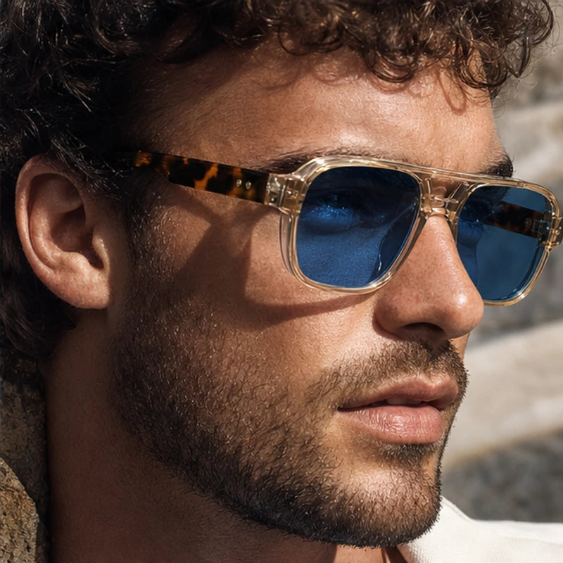 Palma Azure Aviator Sunglasses - Champagne Gold - double bridge - Brondals - Image 5