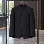 Quincy Men's Structured Stand Collar Blazer - Black - Clothing > Blazers > Stand Collar Blazers - Brondals - Image 2