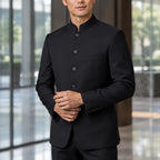 Quincy Men's Structured Stand Collar Blazer - Black - Clothing > Blazers > Stand Collar Blazers - Brondals - Image 1