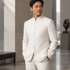 Quincy Men's Structured Stand Collar Blazer - White - Clothing > Blazers > Stand Collar Blazers - Brondals - Image 1